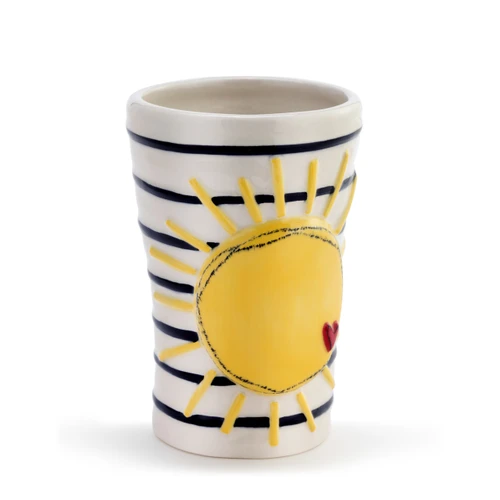 Tracy Pesche Stoneware Yellow Sun & Stripes Mug 15oz slide 