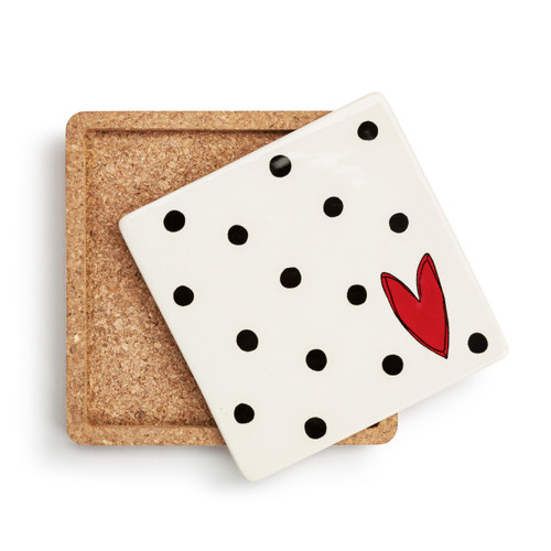 Black Dots Cork Base Trivet slide 