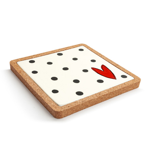 Black Dots Cork Base Trivet slide 