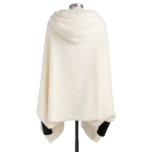 Comfort Collection Cream Sherpa Hooded Wrap With Cuffs  76" x 30" slide 