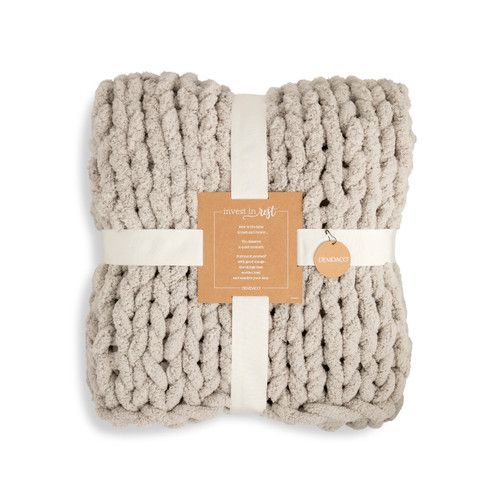 Comfort Collection Taupe Chunky Knit Throw Blanket 65" x 70" slide 