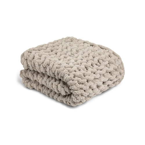 Comfort Collection Taupe Chunky Knit Throw Blanket 65" x 70" slide 