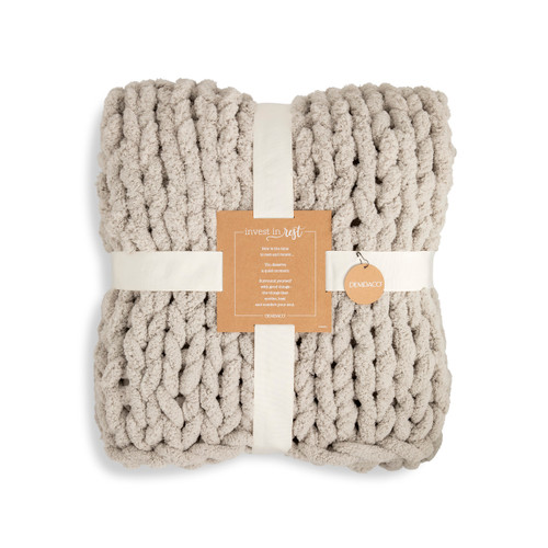 Comfort Collection Taupe Chunky Knit Throw Blanket 65" x 70" slide 