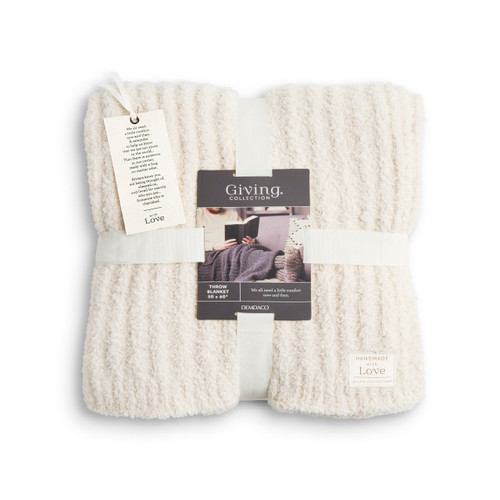 Giving Collection Cream Ribbed Throw Blanket 52" x 62" slide 