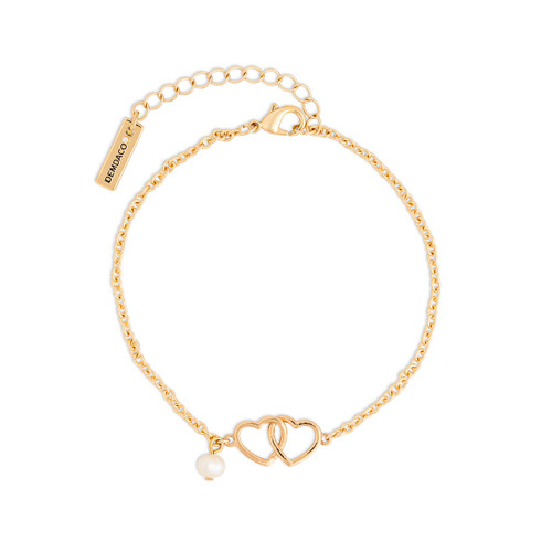 Dainty Bracelet - Gold Double Heart slide 