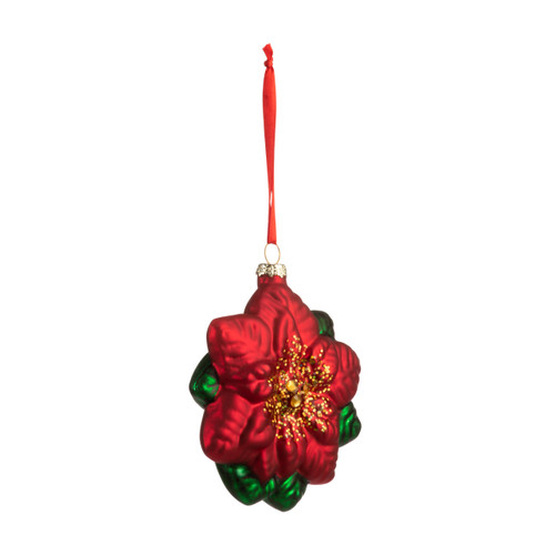 Blown Glass Poinsettia Ornament slide 