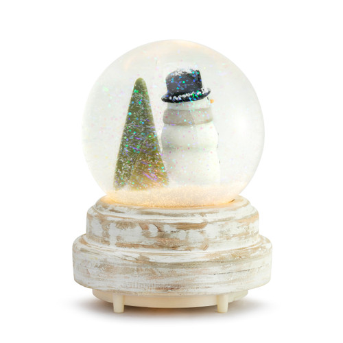 Snow Day Holiday Lit Musical Snowman Snow Globe 4" x 4.25" x 6" slide 