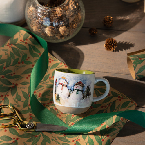 Snowmen Winter Scene Mug and Card Set slide 