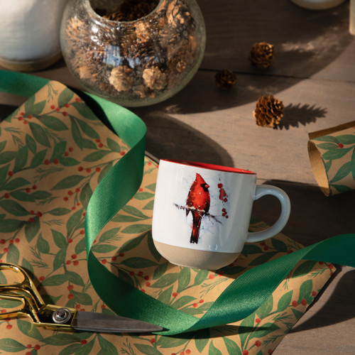 Cardinal and Holly Mug and Card Set slide 