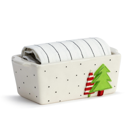 Mini Loaf Pan with Towel Set - Holiday Trees slide