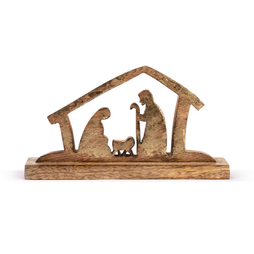Wood Holy Family Figure slide 