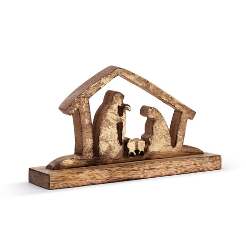 Wood Holy Family Figure slide 