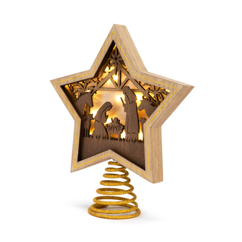 Lit Star Nativity Tree Topper slide 