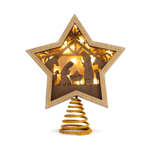 Lit Star Nativity Tree Topper slide 