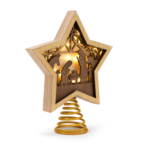 Lit Star Nativity Tree Topper slide 
