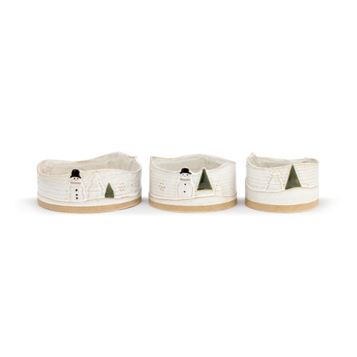 Snowmen Ceramic Stacking Bowls - Set of 3 slide 