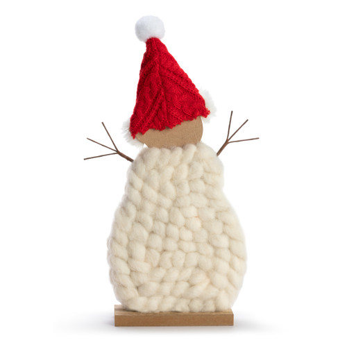 Lit Knit Snowman with Santa Hat slide 