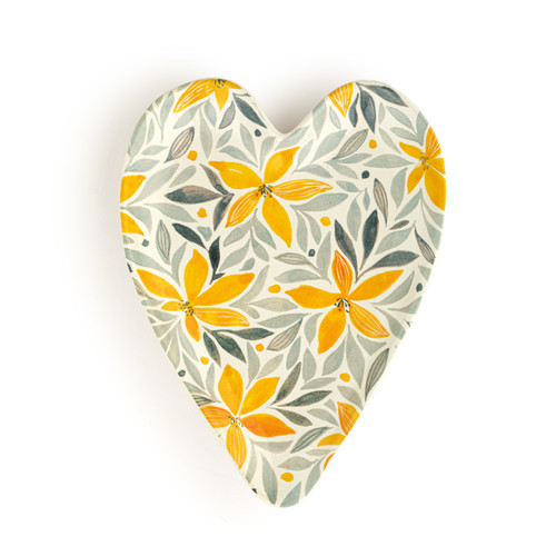 Mustard Gray Floral Heart Spoon Rest slide 