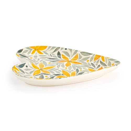 Mustard Gray Floral Heart Spoon Rest slide 