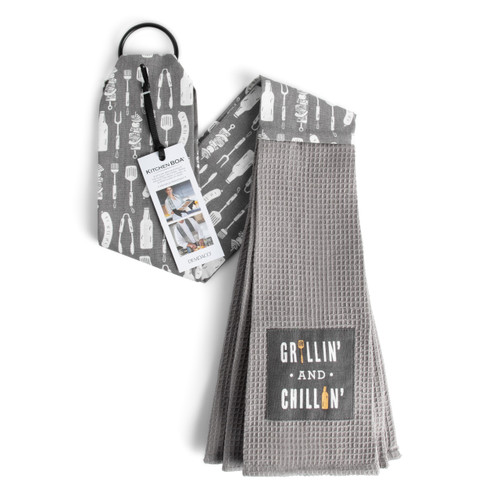 byDesign Serving White & Gray Grillin' & Chillin' Kitchen Boa 4" x 69" slide 