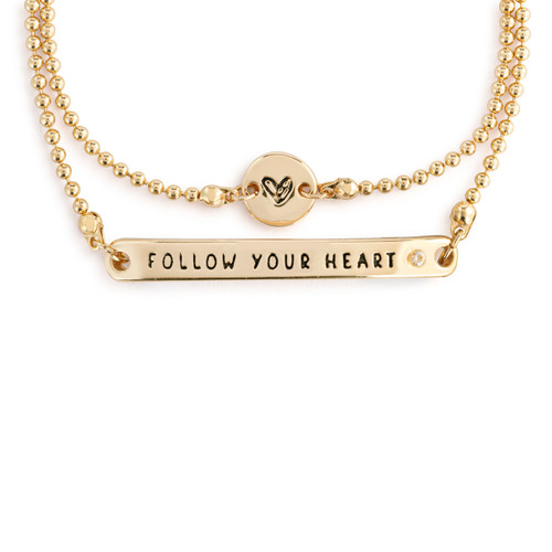 Winnie-the-Pooh Follow Your Heart Adjustable Layered Bracelet 7" slide 
