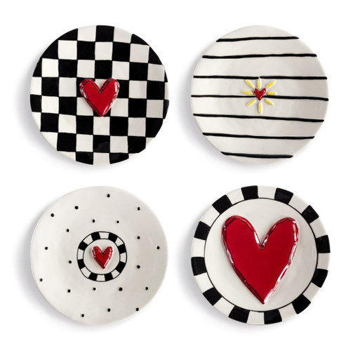Red Heart Appetizer Plates - Set of 4 slide