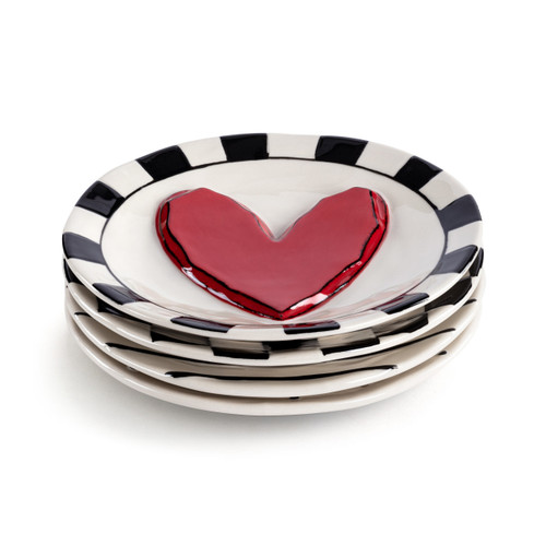 Red Heart Appetizer Plates - Set of 4 slide