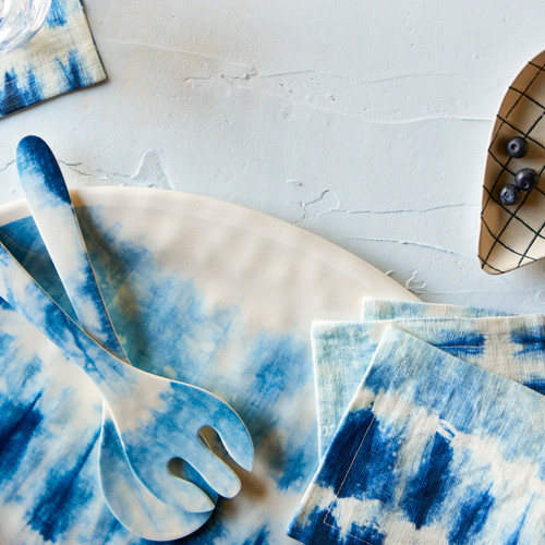 Coastal Shibori Lg Melamine Oval Platter slide 