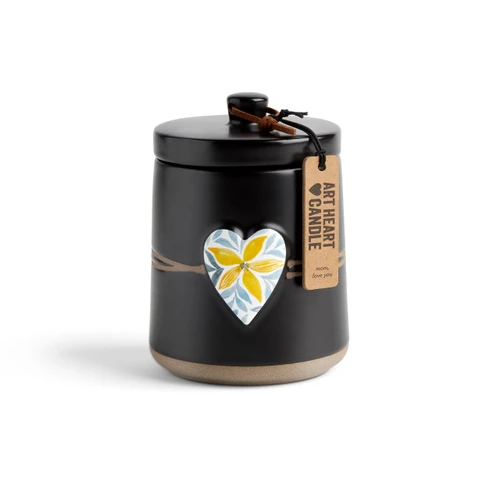 Mom Love You Art Heart Candle with Lid slide 