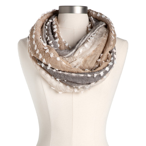 Textured Infinity Scarf - Tan slide 