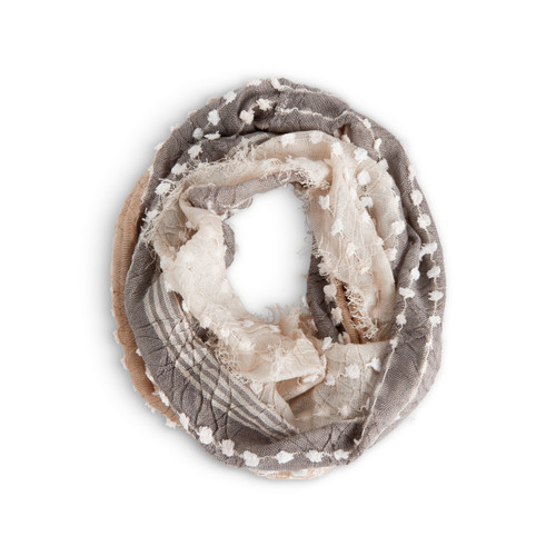 Textured Infinity Scarf - Tan slide 