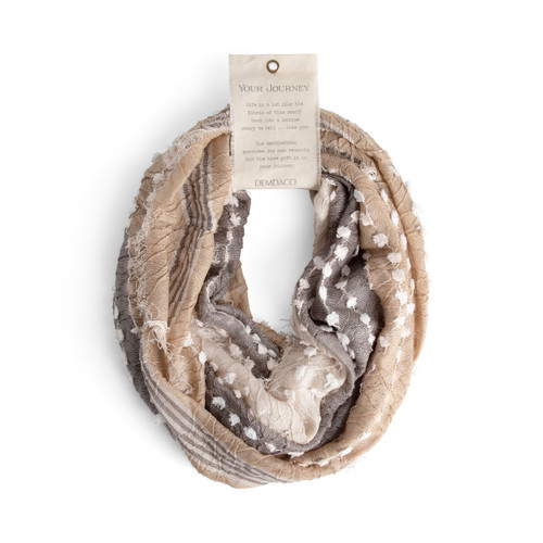 Textured Infinity Scarf - Tan slide 