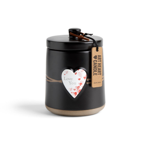 Love You Art Heart Candle with Lid slide