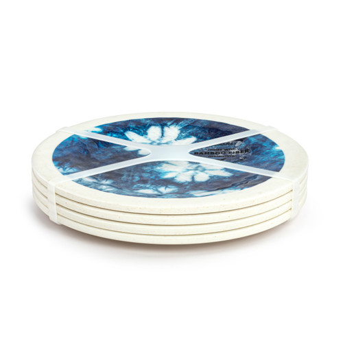 Coastal Shibori Melamine App Plates S/4 slide 