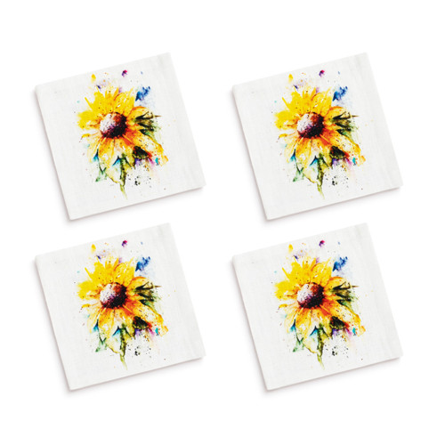 Sunflower Fabric Cocktail Napkins slide 