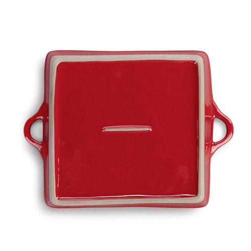 Gather 'Round Red Stoneware Let it Roll Cinnamon Roll Dish 9" x 2.5" slide 