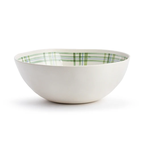 Green Plaid Large Melamine Serve Bowl slide 