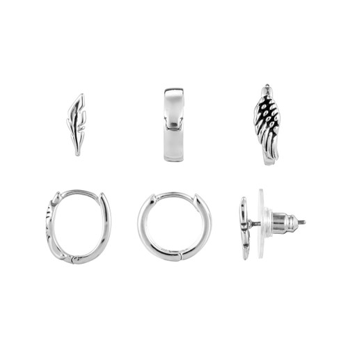 Dainty Wing Earrings Set of 3 - Silver slide 