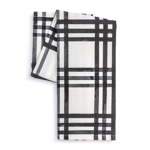 Black Plaid Cotton Twill Kitchen Towel slide 