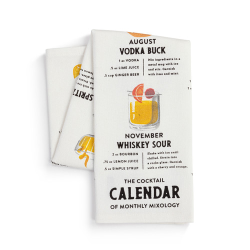 Cocktail Calendar Cotton Twill Kitchen Towel slide 