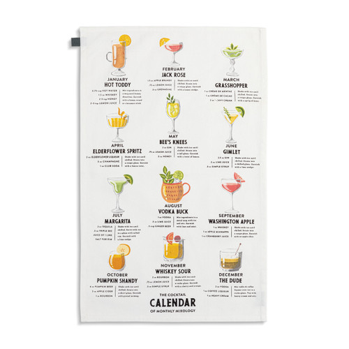 Cocktail Calendar Cotton Twill Kitchen Towel slide 