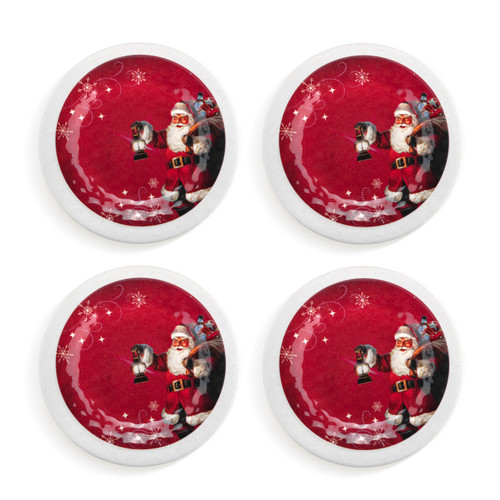 Red Snowfall Santa Melamine Appetizer Plates - Set of 4 slide 