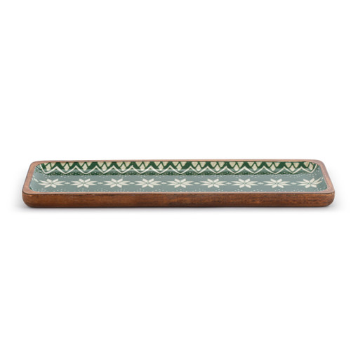 Green Scandi Knit Wood Enamel Tray slide 