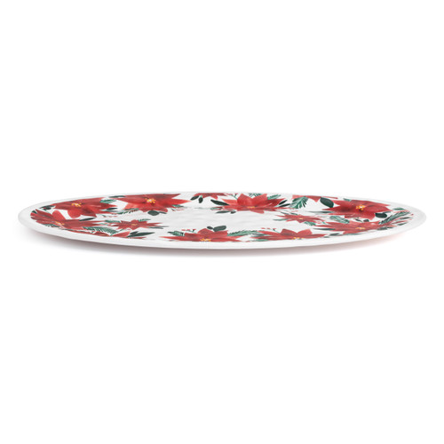 Poinsettia Large Melamine Oval Platter slide 