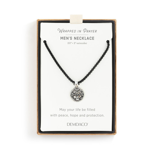 Men's Cross Necklace - Black slide 