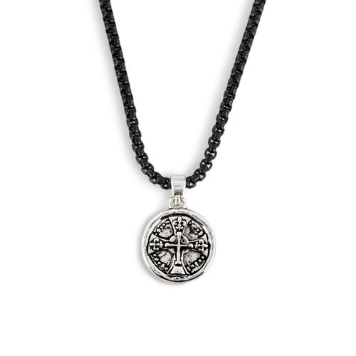 Men's Cross Necklace - Black slide 