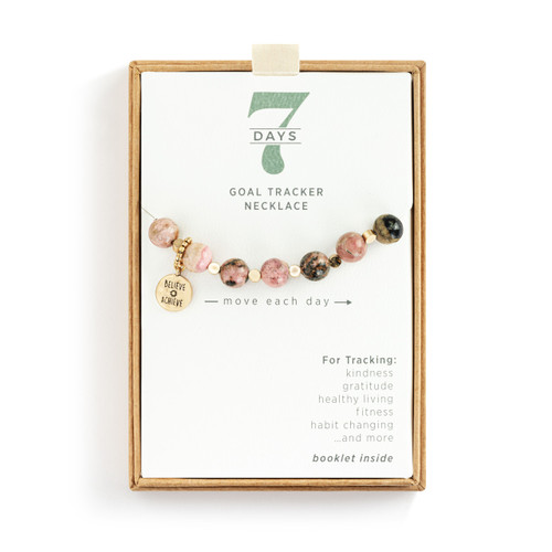 7 Days Tracker Necklace - Pink and Gold slide 