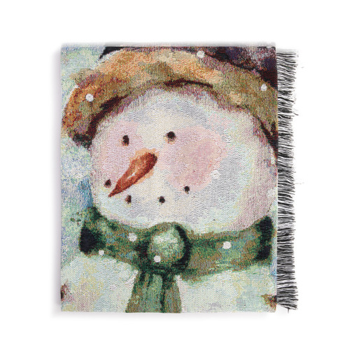 Snowman and Cardinals Woven Blanket slide 