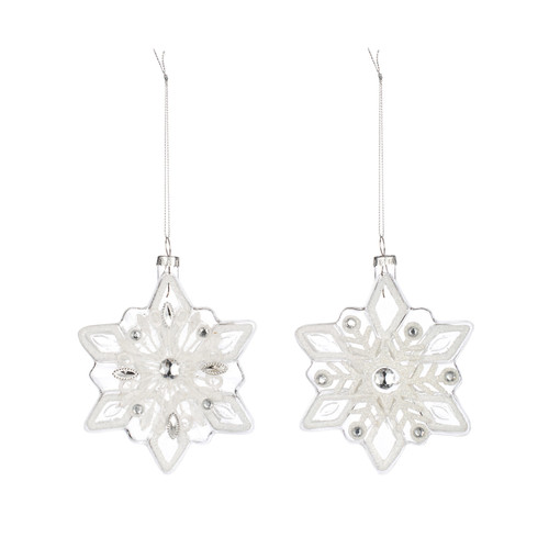 Glass Beaded Snowflake Ornaments - 2 Assorted slide 