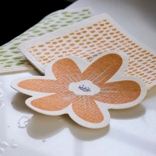 Flower BioDishCloths Orange Specs slide 